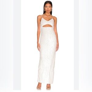 Alice + Olivia Sparkling White Backless Dress